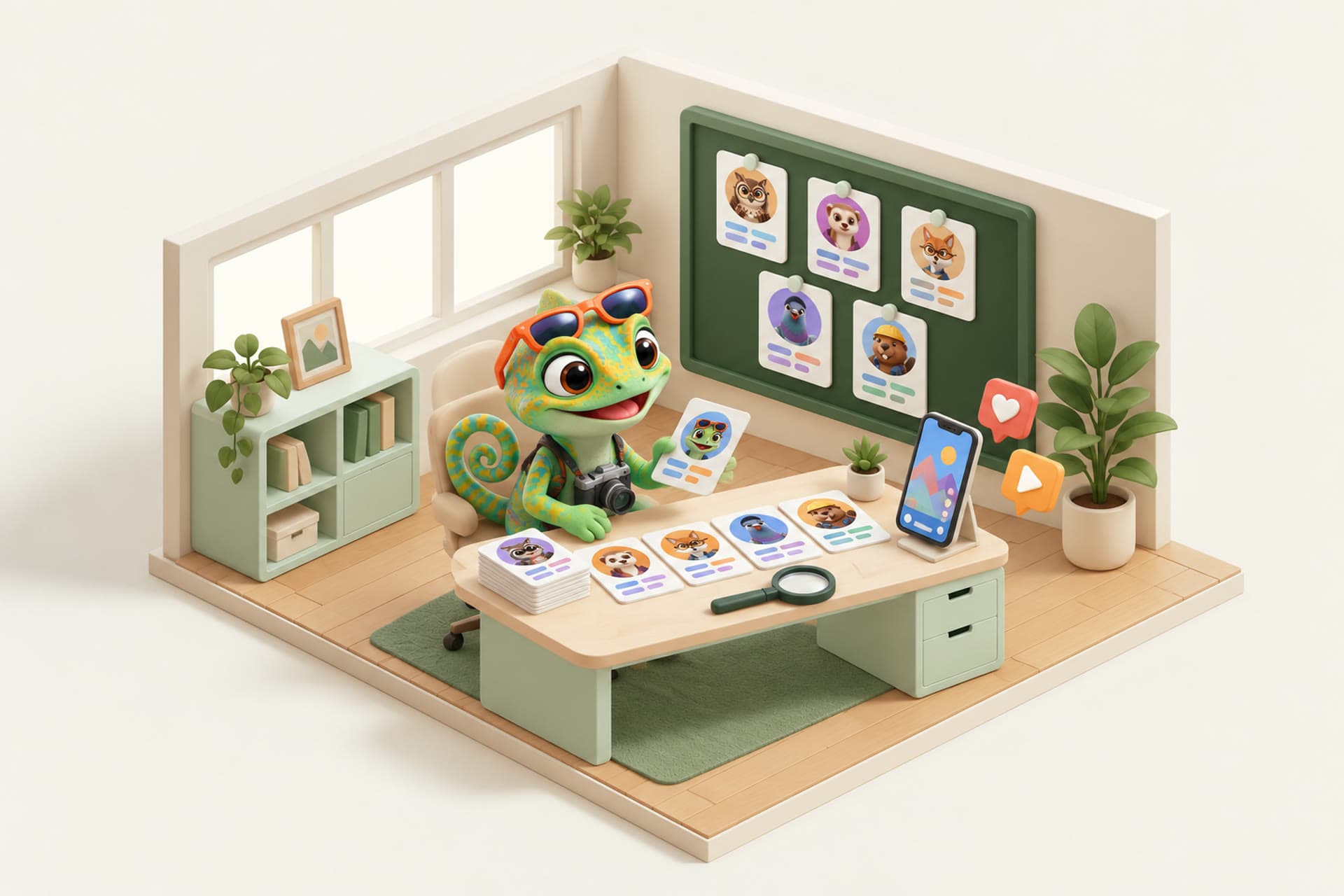 Your social coworker sorting creator profiles onto a board